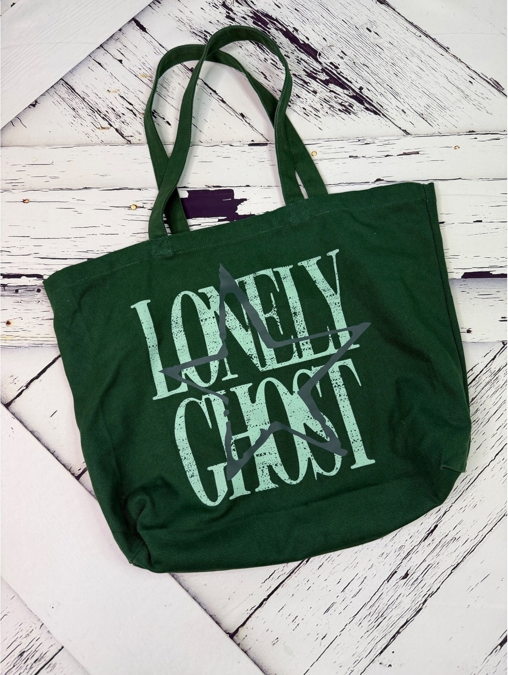 Lonely Ghost Super Nova Streetwear PacSun Canvas Tote Bag Hunter Green NWOT